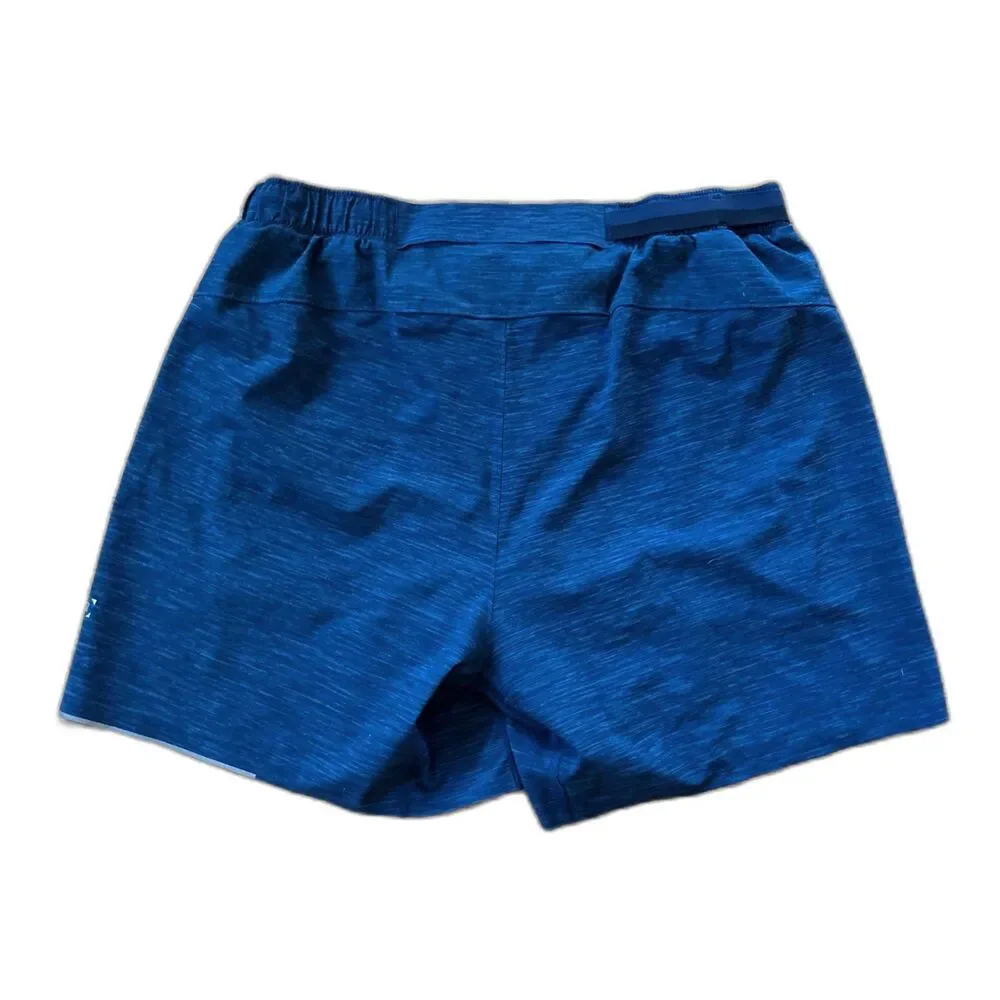 Lululemon Athletica Blue Heathered Lined Surge Running Gym Shorts  Mens Size XL